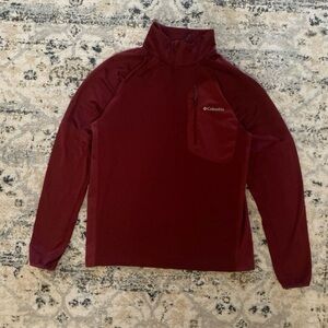 Men’s Dark Red Columbia Omni-Wick Quarter-Zip Pullover Size M